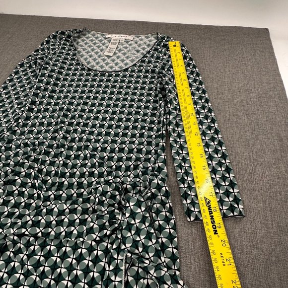 Max Studio Dress Wrap Side‎ Tye Small Stretch Green White Geometric Print - Picture 9 of 13